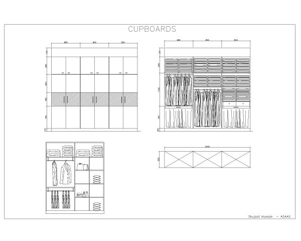 Free AutoCAD 2D Editable Drawings for Cupboards & Wardrobes Design - 1
