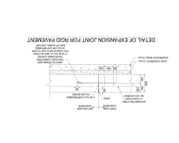 Free AutoCAD 2D Editable Drawings for DETAIL OF EXPANSION JOINT FOR RGID PAVEMENT