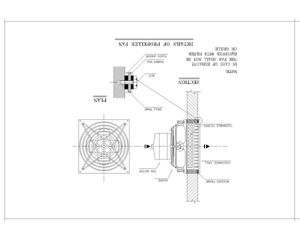 Free AutoCAD 2D Editable Drawings for Details of Propeller Fan