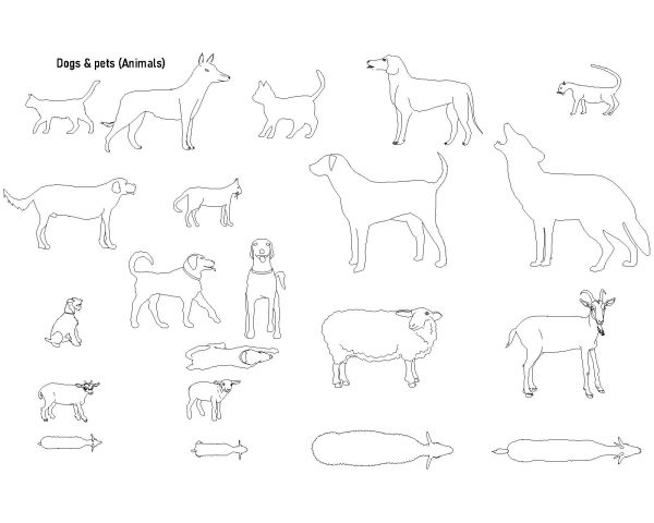 Free AutoCAD 2D Editable Drawings for Dogs & pets (Animals)