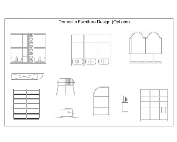 Free AutoCAD 2D Editable Drawings for Domestic Purpose Furniture Design Option_3