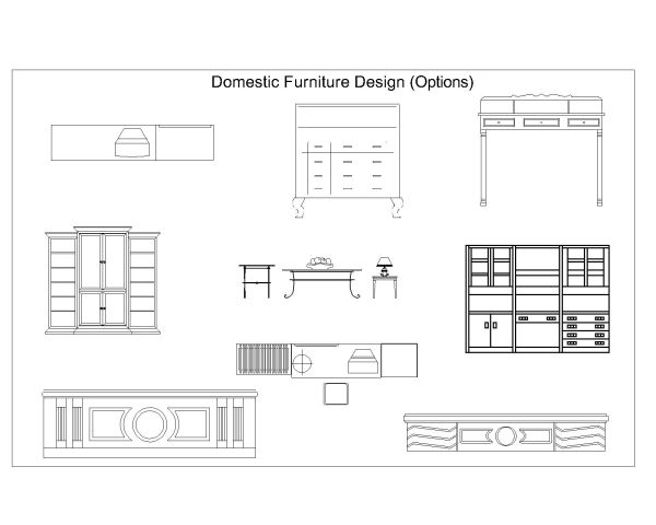 Free AutoCAD 2D Editable Drawings for Domestic Purpose Furniture Design Option_5