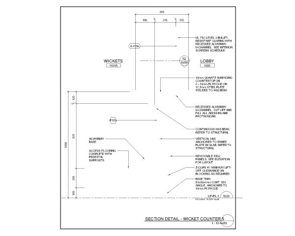 Free AutoCAD 2D Editable Drawings for Barriear Free Wicket Counter - 35