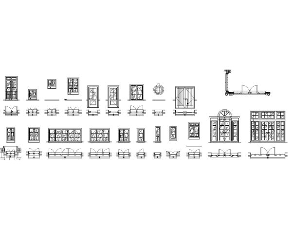 Doors & Windows Architectural Set - 1 Architectural Drawing. CAD block in DWG format free download.