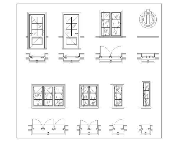 Free AutoCAD 2D Editable Drawings for Doors & Windows Unique Set options_ 6
