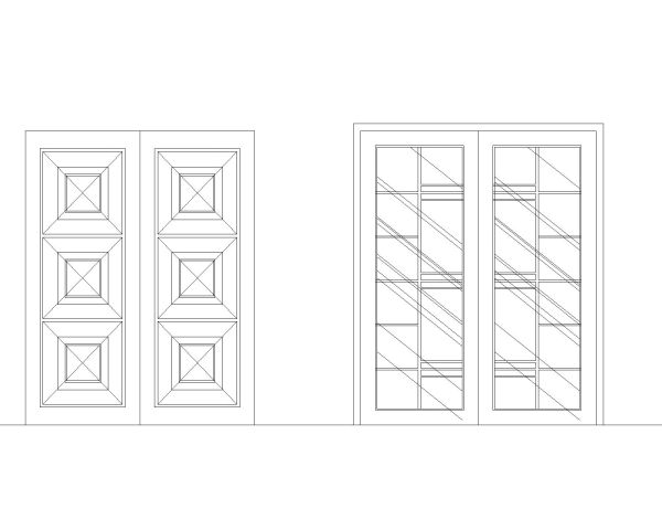 Free AutoCAD 2D Editable Drawings for Double Swing Doors- 9