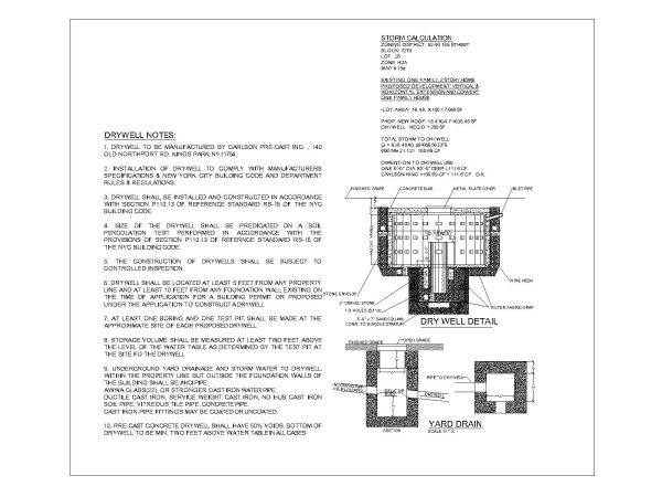 Free AutoCAD 2D Editable Drawings for Dry Well with Strom Calculation Details