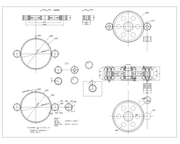 Free AutoCAD 2D Editable Drawings for Dual Gear transmission system 1000