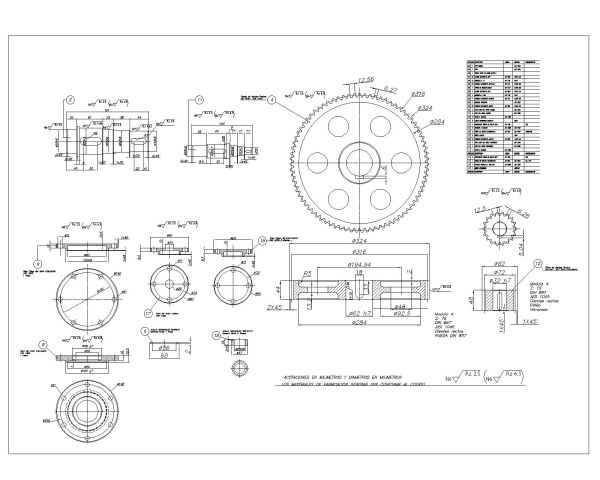 Free AutoCAD 2D Editable Drawings for Dual Gear transmission system 1100 with schedule