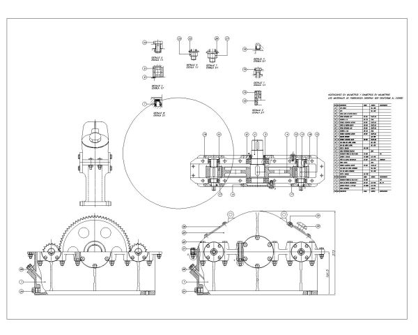 Free AutoCAD 2D Editable Drawings for Dual Gear transmission system 1200 with schedule