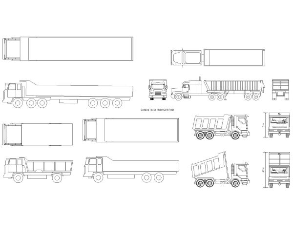 Free AutoCAD 2D Editable Drawings for Dumping Trucks Model VOLVO FM 20