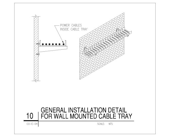 Free AutoCAD 2D Editable Drawings for INSTALLATION DETAIL FOR WALL MOUNTED CABLE TRAY