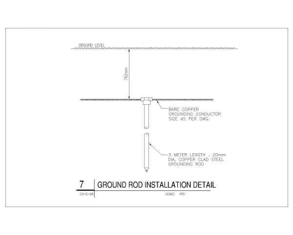 Free AutoCAD 2D Editable Drawings for ELECTRIC GROUND ROD CInstallation Details