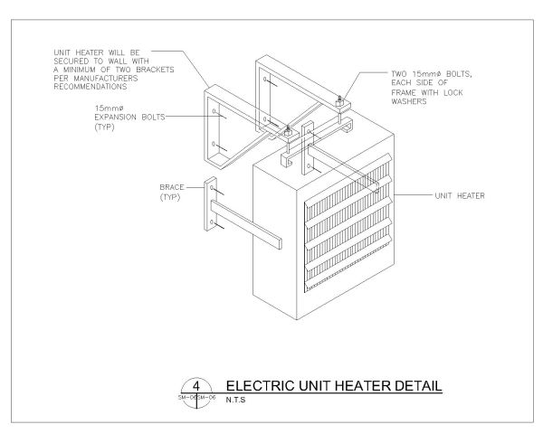 Free AutoCAD 2D Editable Drawings for Electric Unit Heater Detail