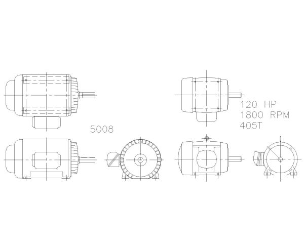 Free AutoCAD 2D Editable Drawings for Electrical industrial motors 120 HP