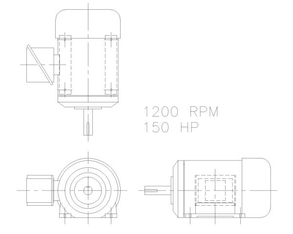 Free AutoCAD 2D Editable Drawings for Electrical industrial motors 150 HP