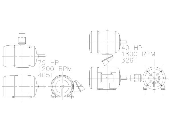 Free AutoCAD 2D Editable Drawings for Electrical industrial motors 40 & 70 HP