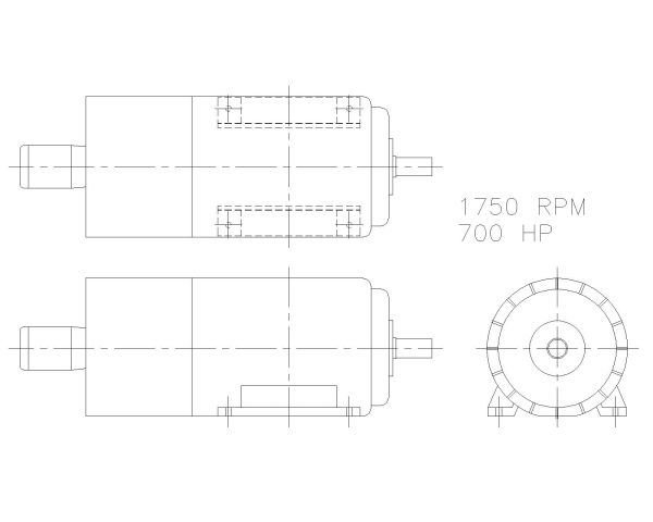 Free AutoCAD 2D Editable Drawings for Electrical industrial motors 700 HP
