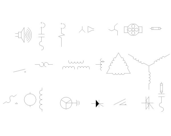 Free AutoCAD 2D Editable Drawings for Electrical Power Indications Symbols