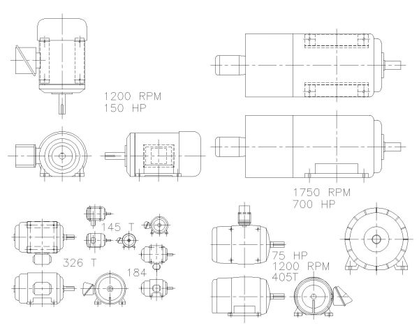 Free AutoCAD 2D Editable Drawings for Electrical Symbology of Motors - 2