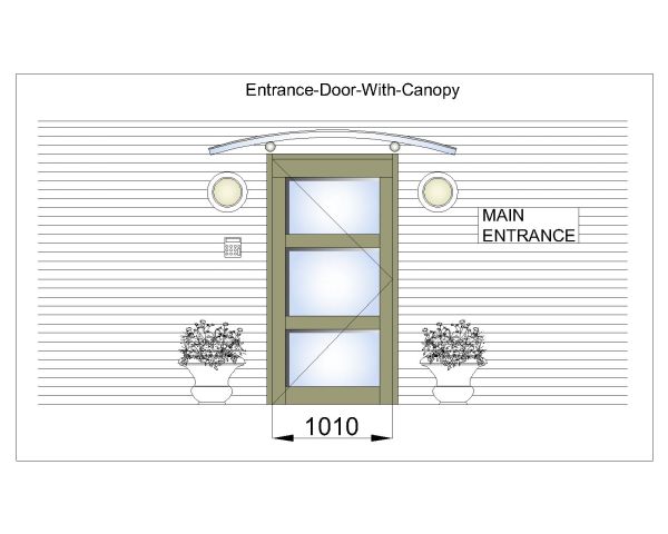 Free AutoCAD 2D Editable Drawings for Entrance-Door-With-Canopy