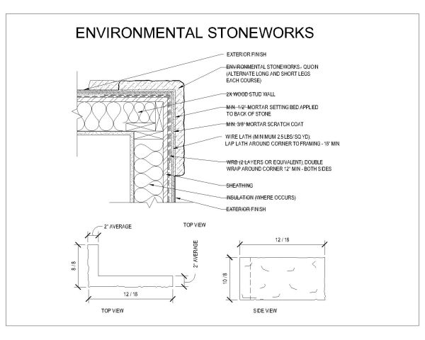 Free AutoCAD 2D Editable Drawings for Environmental Stonworks Masonry Detail - 1