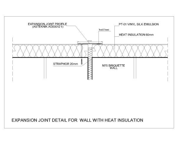 Free AutoCAD 2D Editable Drawings for EXPANSION JOINT DETAIL FOR  WALL WITH HEAT INSULATION