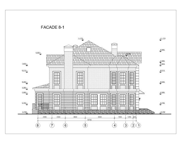 Free AutoCAD 2D Editable Drawings for Family Truss Roof House Design Elevation_ 3