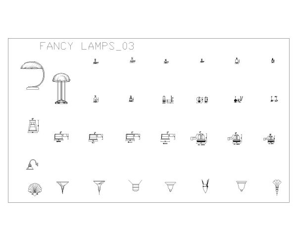 Free AutoCAD 2D Editable Drawings for Fancy Lamps & Lights _ 3