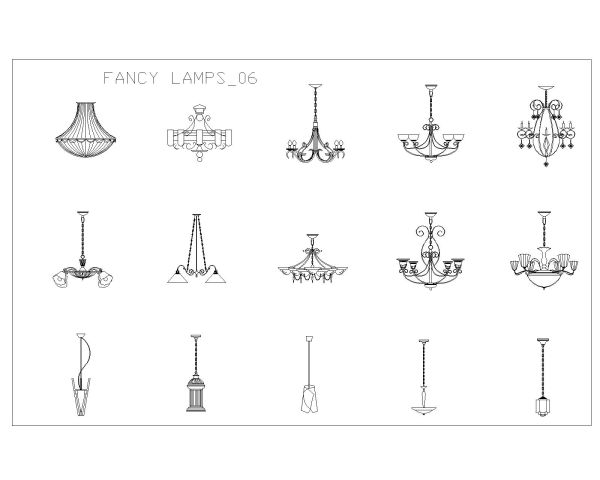Free AutoCAD 2D Editable Drawings for Fancy Lamps & Lights _ 6