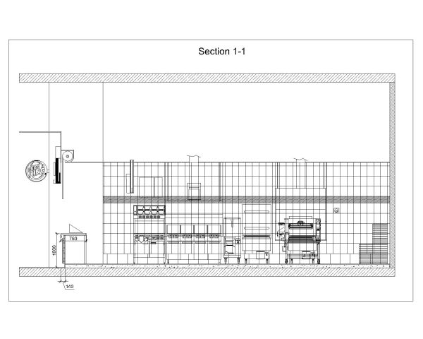 Free AutoCAD 2D Drawings of Fast food Kitchen Customer Counter Sectional View