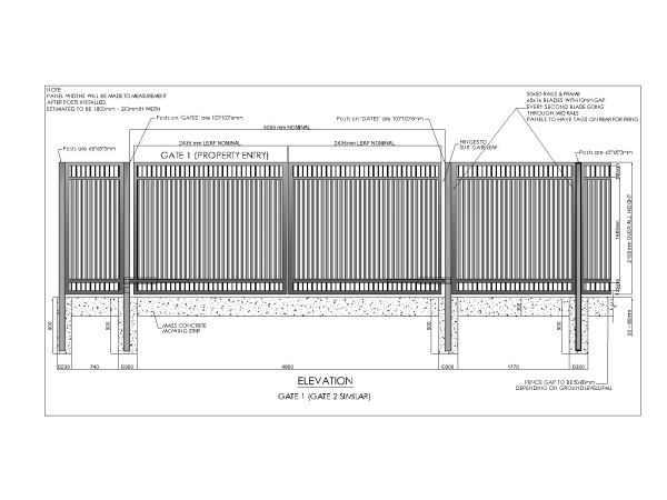 Free AutoCAD 2D Editable Drawings for Fence Gate Design Front view