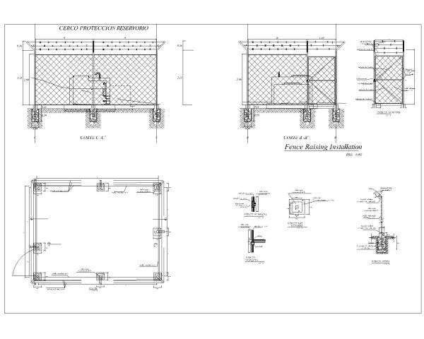 Free AutoCAD 2D Editable Drawings for Fence Raising Installation