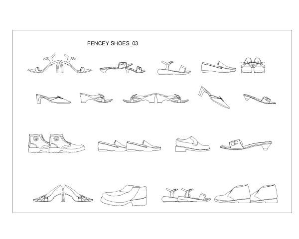 Free AutoCAD 2D Drawings for Ladies / Female Fencey Shoes_03