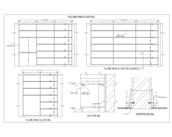 Free AutoCAD 2D Editable Drawings for Filing Racks & Cabinets in Glass - 2