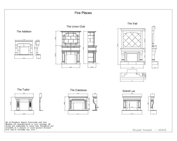 Free AutoCAD 2D Editable Drawings for Fire Place Designs- 03