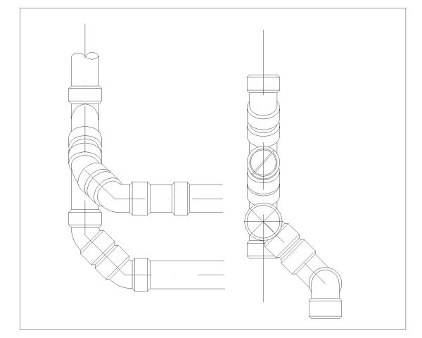 Free AutoCAD 2D Editable Drawings for Fitting Elbows Tee Reducers PVC_ 7