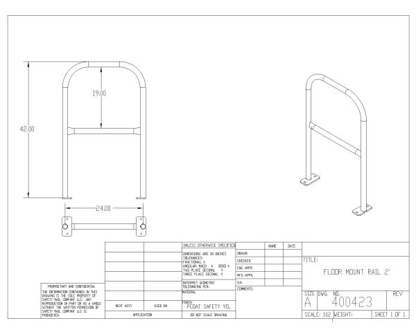 Free AutoCAD 2D Editable Drawings for Floor Mounted Railings-1