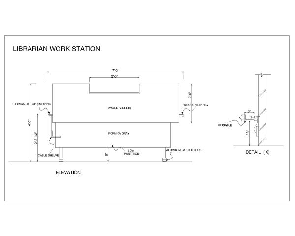 Free AutoCAD 2D Drawings for “Work Station Design with MDF Wooden & Polished-30