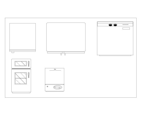 Free AutoCAD 2D Editable Drawings for Freezers Top & Side Views with different Sizes