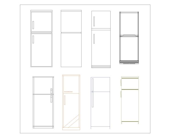 Free AutoCAD 2D Editable Drawings for Fridges Top & Side Views with Dimensions - 2