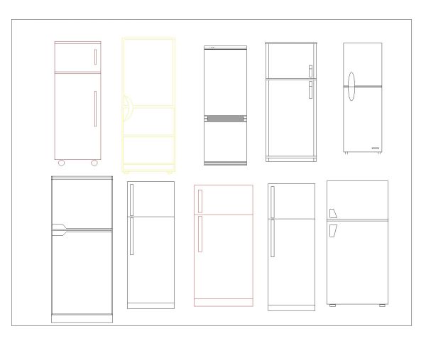 Free AutoCAD 2D Editable Drawings for Fridges Top & Side Views with Dimensions - 3