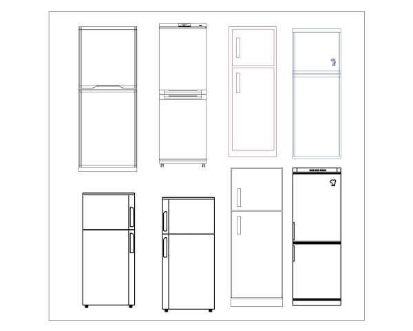 Free AutoCAD 2D Editable Drawings for Fridges Top & Side Views with Dimensions - 4