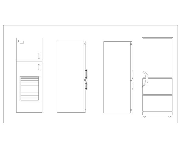 Free AutoCAD 2D Editable Drawings for Fridges Top & Side Views with Dimensions - 5