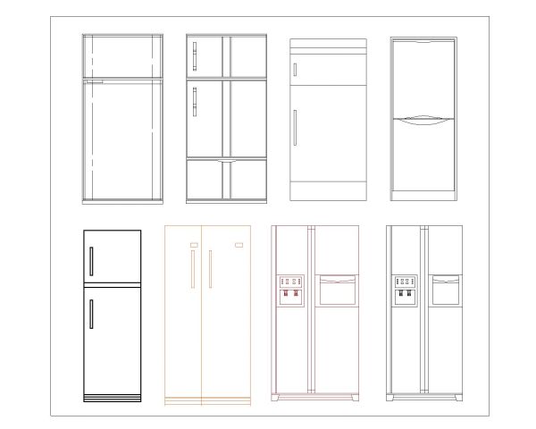 Free AutoCAD 2D Editable Drawings for Fridges Top & Side Views with Dimensions - 6