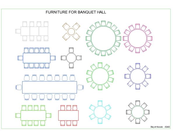 Free AutoCAD 2D Editable Drawings for Furniture for banquet hall