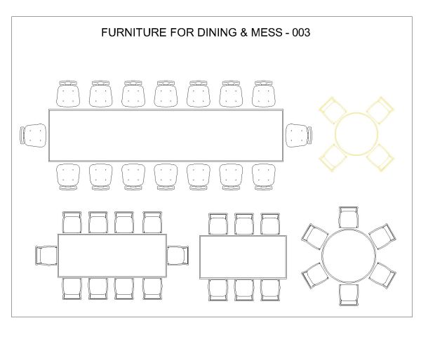 Free AutoCAD 2D Editable Drawings for Furniture for Dining & Mess_3