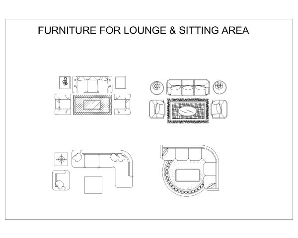 Free AutoCAD 2D Editable Drawings for Furniture for Lounge & Sitting - 17