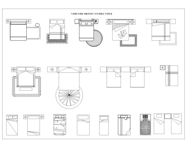 Free AutoCAD 2D Editable Drawings for Interior Fixtures Type B-7