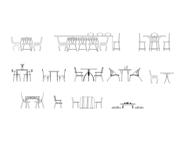 Free AutoCAD 2D Editable Furniture Drawings for Dining & Lonuge Side view-3
